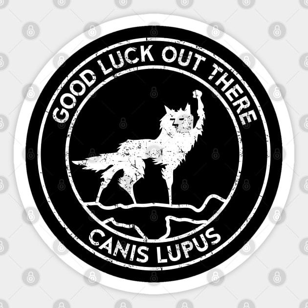 Fantastic Mr Fox - Wolf - Canis Lupus - Circle - Weathered Sticker by Barn Shirt USA